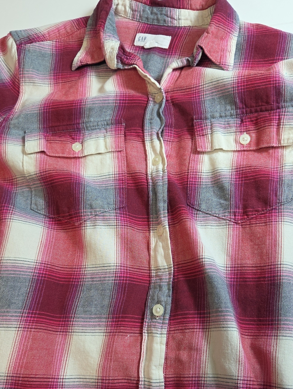 GAP 100% Cotton Boyfriend Fit Pink Flannel Shirt Size S - Picture 6 of 9